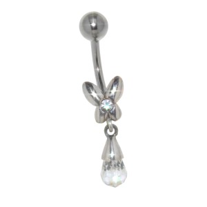 Bauchnabel Piercing Mini Schmetterling Briolette Anhänger, kristallklar