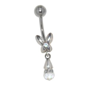 Bauchnabel Piercing Mini Schmetterling Briolette Anhänger, kristallklar