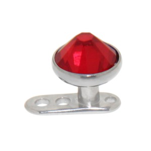Titan Microdermal Aufsatz  Disc  5mm, mit rotem Kristall