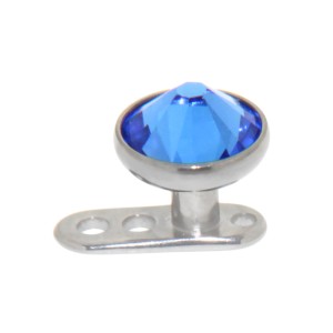 Titan Microdermal Aufsatz  Disc  5mm, mit sapphirblauem Kristall