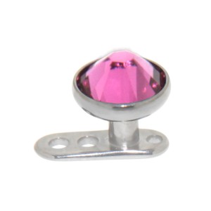 Titan Microdermal Aufsatz  Disc  5mm, mit rosafarbenem Kristall