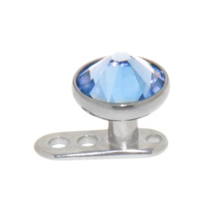 Titan Microdermal Aufsatz  Disc  5mm, mit hellem sapphirblauem Kristall