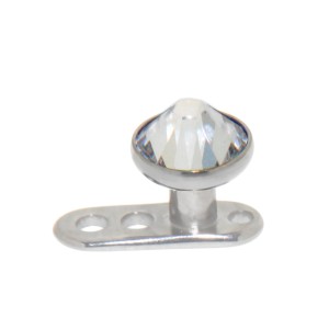 Titan Microdermal Aufsatz  Disc  3.5mm, mit klarem Kristall