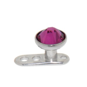 Titan Microdermal Aufsatz  Disc  3.5mm, mit fuchsiafarbenem Kristall