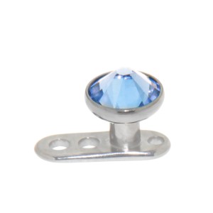 Titan Microdermal Aufsatz  Disc  3.5mm, mit hellem sapphirblauem Kristall