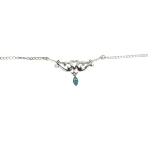 Back Belly Chain, 100cm, aqua, 925* Sterling Silber, fein mit Herz