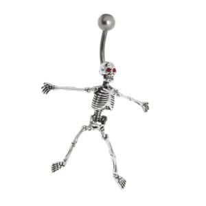 Bauchnabel Körperschmuck Piercing mit 925 Silber Lets Dance Skelett