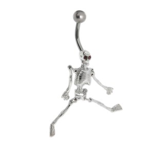 Bauchnabel Körperschmuck Piercing mit 925 Silber Lets Dance Skelett, amethyst, 1.6x10mm