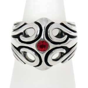 925 Sterling Silber Ring mit Motiv keltisch  mit Kristall, Größe 12, leuchtend rot