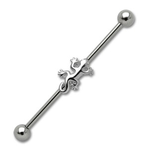 Industrial Ohrpiercing aus Chirurgenstahl mit Salamander