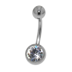 Bauchnabel Piercing  1,6 x 14mm, kristall weiß