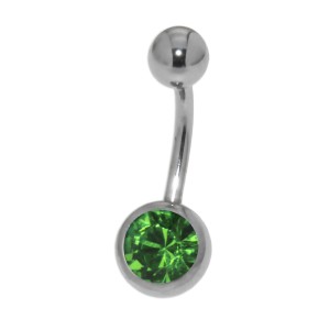 Bauchnabel Piercing  316L Chirurgenstahl mit 8mm Kristall 1.6x14mm , peridot
