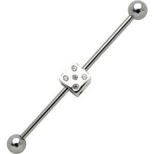 Industrial Barbell  aus Chirurgenstahl mit Würfel, klein