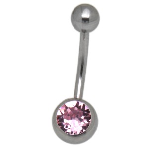 Bauchnabel Piercing  316L Chirurgenstahl mit 8mm Kristall 1.6x6mm , light rose