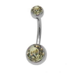 Bauchnabelpiercing, Nabelpiercing, Bauchnabelpircing, Schmuck, Piercing, Chirurgenstahl, 925 Silber - Standard Stab mit Swarovski Steinen, doppelt juwelliert