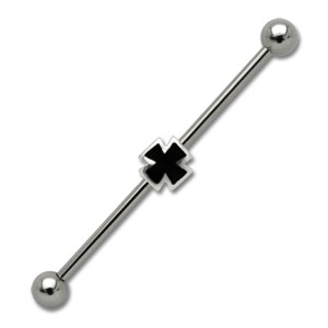 Industrial Barbell  aus Chirurgenstahl mit einem Kreuz