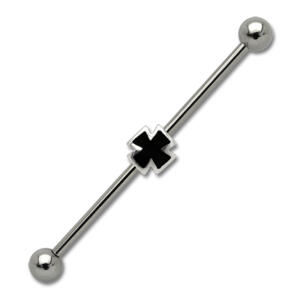 Industrial Barbell  aus Chirurgenstahl mit einem Kreuz