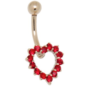 Bauchnabel Piercing aus 9 Karat Gold Kristallherz - rot - so eins hat Keine außer Dir!