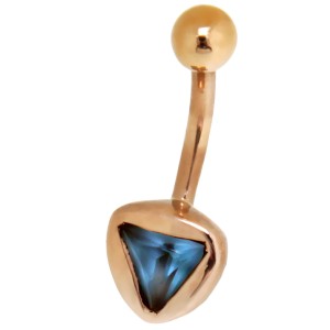 9 Karat Gold Bauchnabel Piercing - elegant & zeitlos, hellblauer Kristall