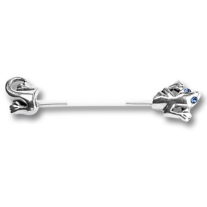 PTFE Nipple Brustwarzen Piercing  mit Motiv Eidechse  925 Sterling Silber, sapphire