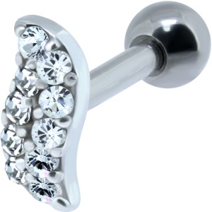 Helix Ohrpiercing Motiv aus Silber, elegant mit Kristallen besetzt