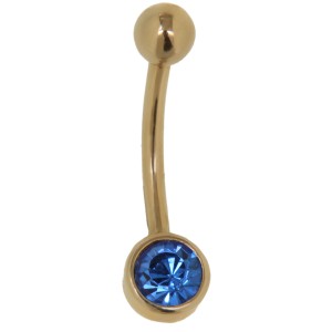 Bauchnabel Piercing aus 9 Karat Gold 1.6x10mm , sapphire