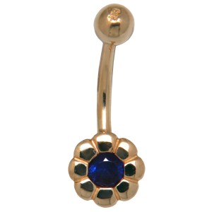 Bauchnabel Piercing aus 9 Karat Gold, kleine blaue Blume