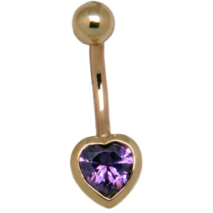 Bauchnabel Piercing aus 9 Karat Gold, ich-schenk-dir-mein-lila-Herz