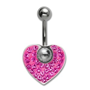 Bauchnabel Piercing mit beweglichem Herz, rosa Ferido