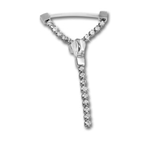 PTFE Nipple Brustwarzen Piercing  zipper  925 Sterling Silber, crystal