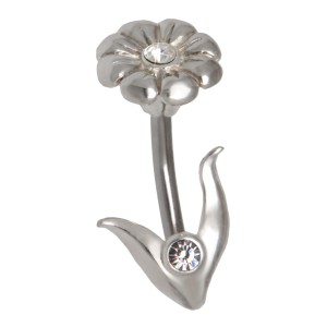 Piercing gebogen Bauchnabel im Blumen Motiv 424