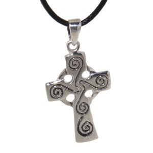 Anhänger aus 925 Sterling Silber, Kreuz, Keltenkreuz mit Spiralen