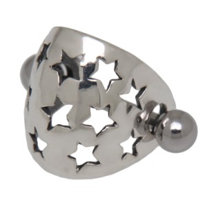 TIP Ohrpiercing aus 925 Silber aus einem Schild mit Sternen und einem Barbell