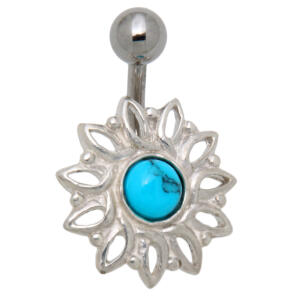 Bauchnabelpiercing American Indian 1.6x10mm mit Halbedelstein, Mittagssonne