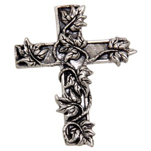 Anhänger aus 925 Sterling Silber, KREUZ von Rosen überwuchert