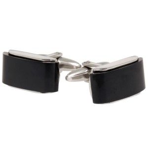 Manschettenknopf aus Edelstahl, 21x12mm, schwarz beschichtet