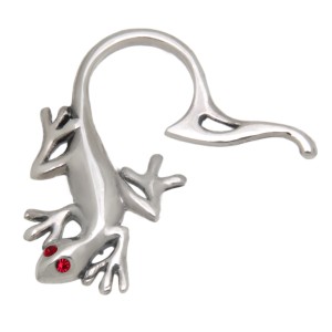 Brustclip aus 925 Sterling Silber Lizard Crystal Eyes