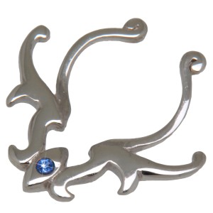 Beweglicher Clip für die Brustwarze - ohne Piercing -  aus 925 Sterling Silber, sapphirblau