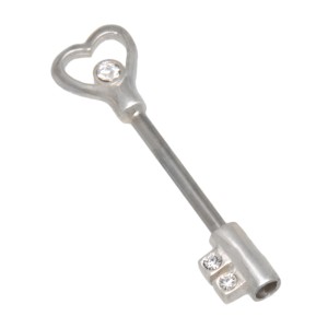 Brustwarzen Piercing,'Heart Key',1,6x14mm, crystal