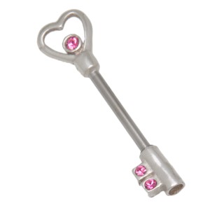 Brustwarzen Piercing,'Heart Key',1,6x14mm, rose