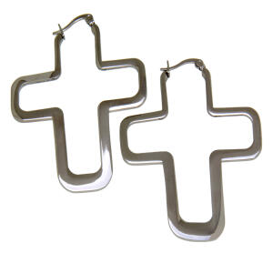 Auffällige Ohrringe aus Edelstahl Motiv Kreuz