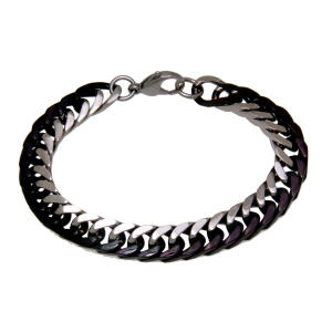 Armband aus Edelstahl, bicolor schwarz und stahl