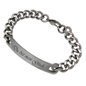 ID-Panzerarmband ALL MINE 21cm aus Edelstahl mit polierter Platte und individueller Gravur, 21cm