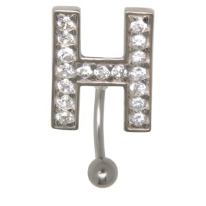Bauchnabelbanane im ABC-Design mit gefassten Zirko, 1.6x10mm