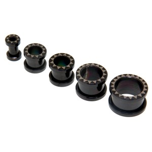 316L Schwarzer Chirurgenstahl Plugs, mit Lasermotiv Dreiecke