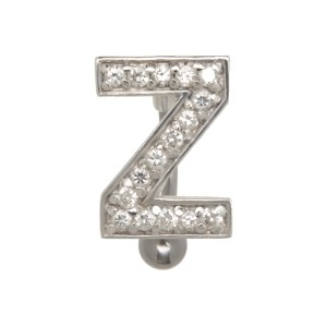 Bauchnabel Körperschmuck Piercing im ABC-Design mit Zirkonien Buchstabe Z, 1.6x10mm