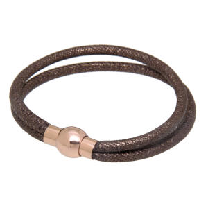 Armband aus Nappaleder STR-BR2-01, doppelt, Verschluss Edelstahl rosegold