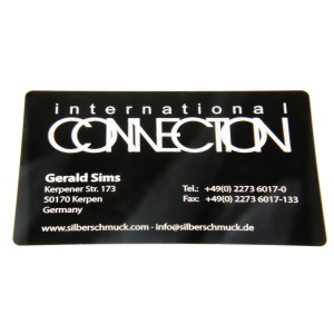 10 Visitenkarten mit Gravur 0,2mm starkes Aluminium schwarz