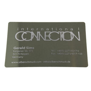 10 Visitenkarten mit Gravur 0,2mm starkes Aluminium silber