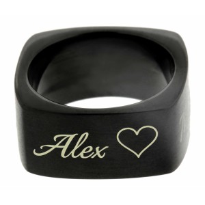 Lasergravur: Ring Edelstahl, schwarz, 9mm hoch, 16mm